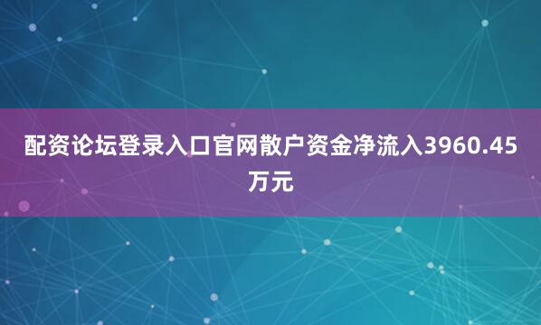 配资论坛登录入口官网散户资金净流入3960.45万元