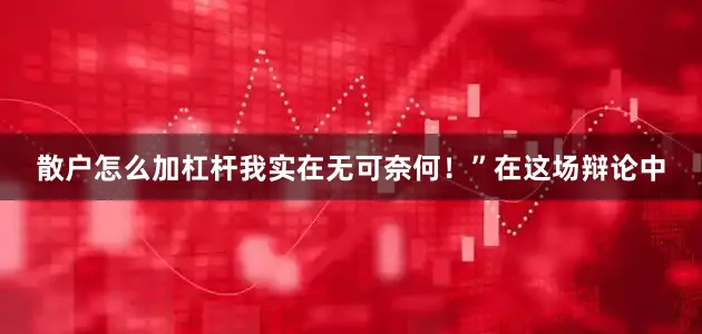 散户怎么加杠杆我实在无可奈何！”在这场辩论中